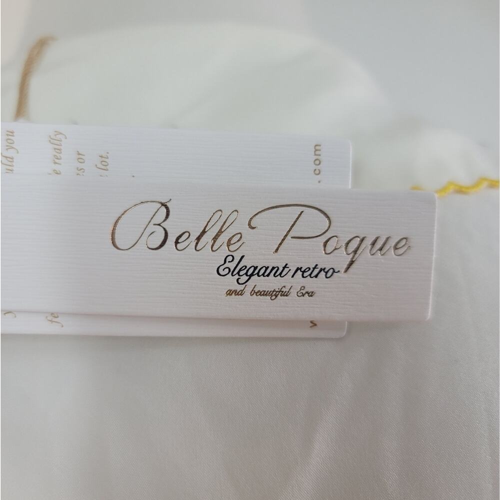 BELLE POQUE Vintage White Peter Pan Embroidered Blouse Puff Sleeve Elegant Retro - Picture 15 of 16